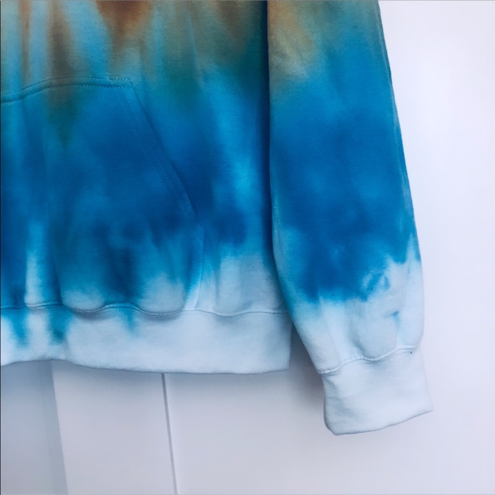 🔴SOLD🔴Tie Dye Golden Blue Colorblock NEW Hoodie - Picture 11 of 14